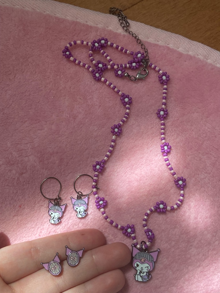 Sanrio Kuromi Hello Kitty Hot Topic Jewelry Stud Earrings Hoops Dangles Necklace 18$